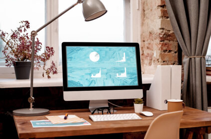 Minimalist desk in front of window