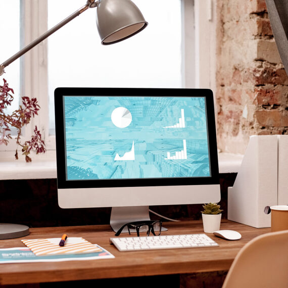 Minimalist desk in front of window